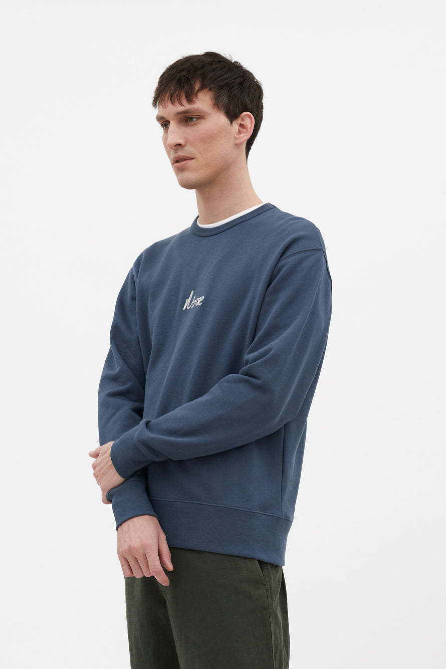 Sweatshirt Arne Chain Stitch Logo - Bleu ciment