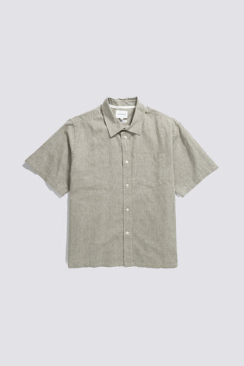 Chemise à manches courtes Ivan en coton et lin - vert