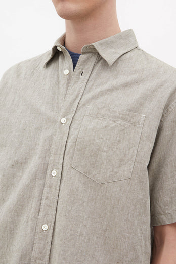 Chemise à manches courtes Ivan en coton et lin - vert