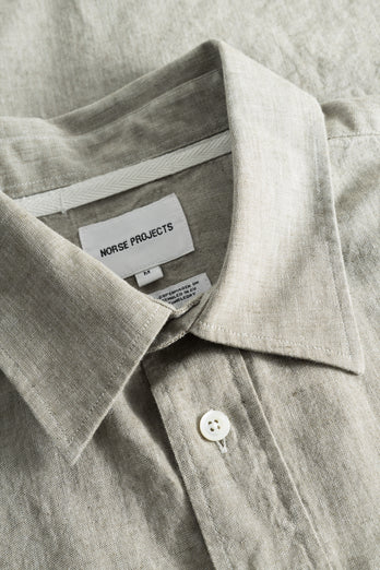 Chemise à manches courtes Ivan en coton et lin - vert