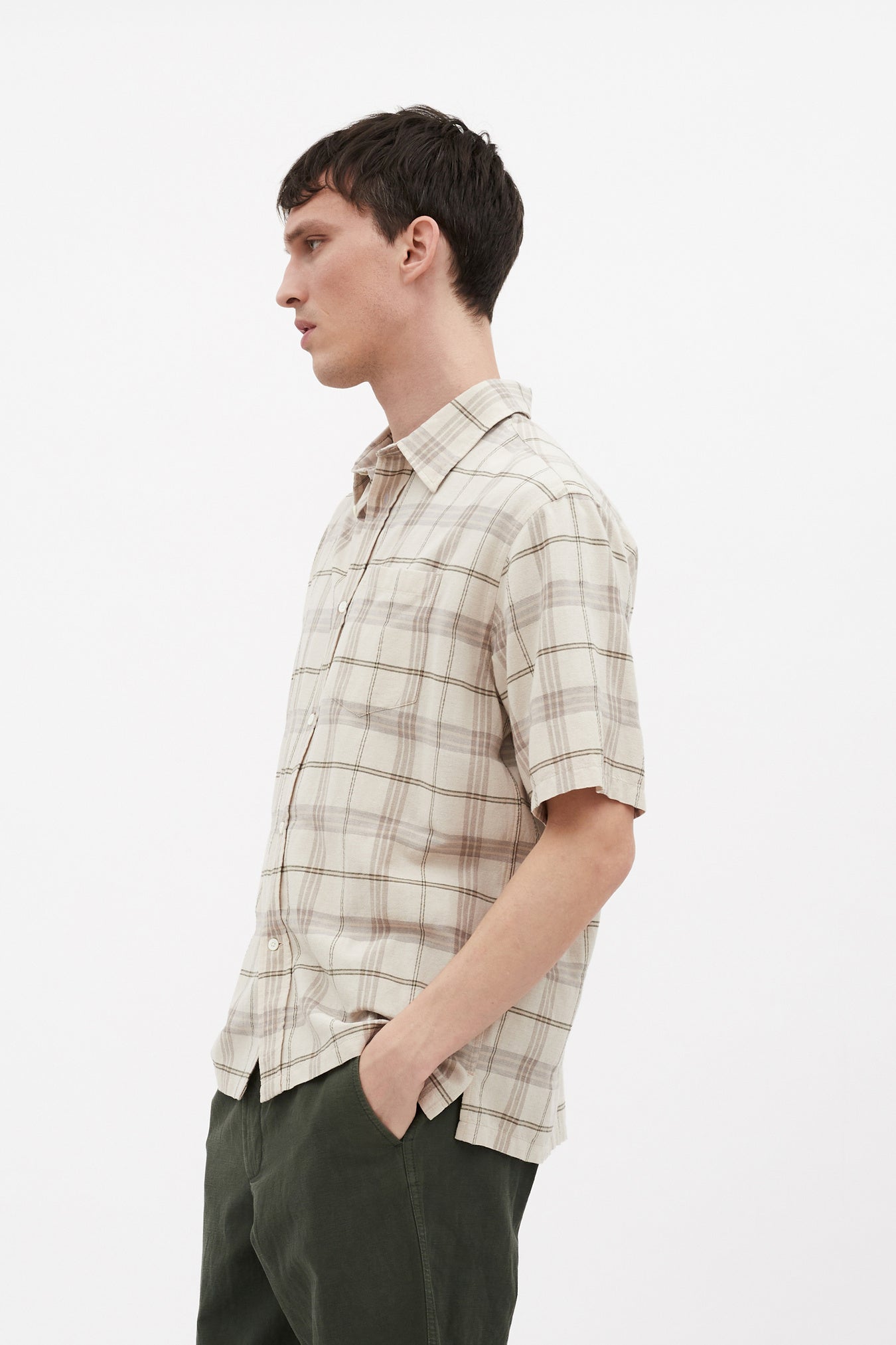 Chemise à manches courtes Ivan texturé - beige