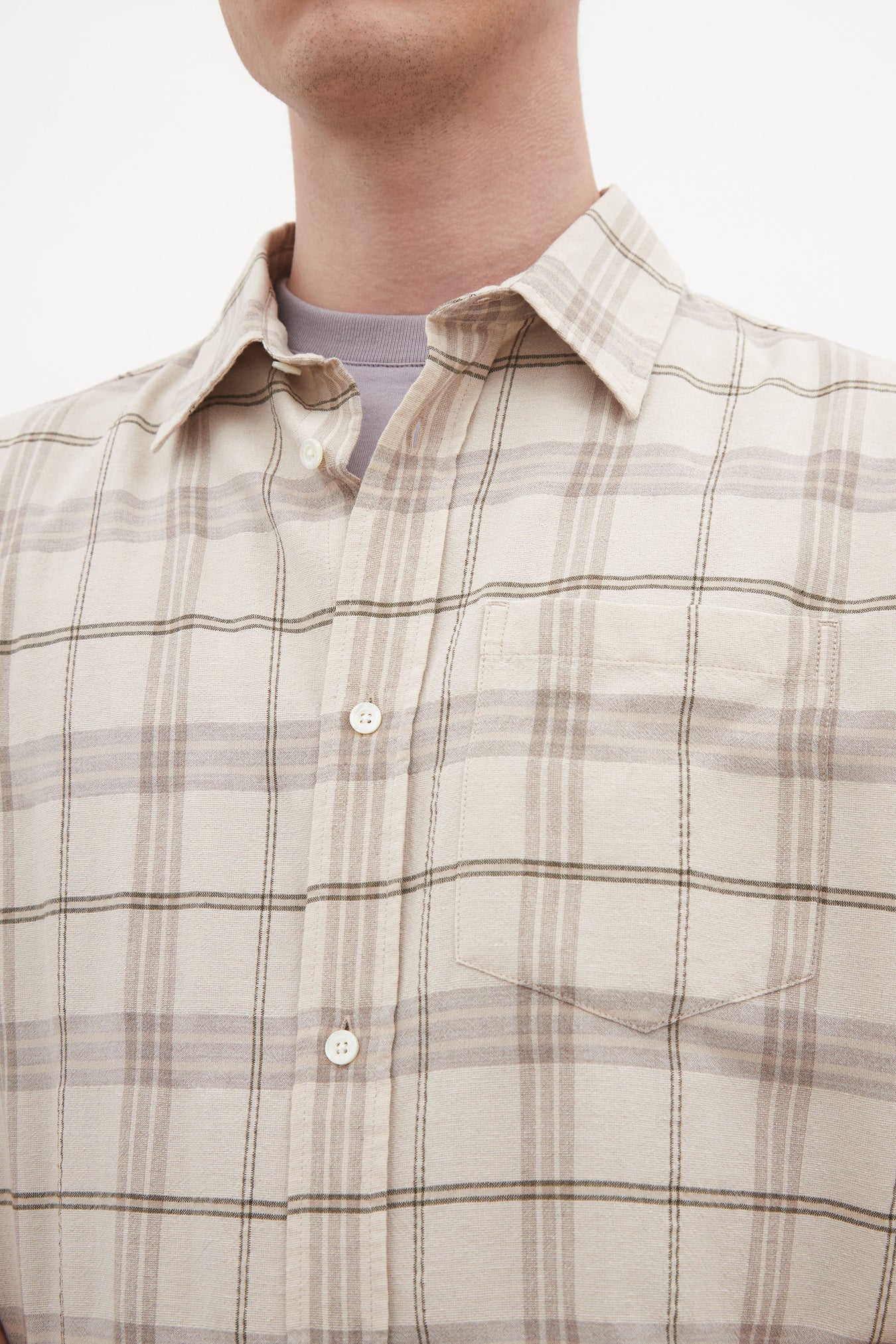 Chemise à manches courtes Ivan texturé - beige