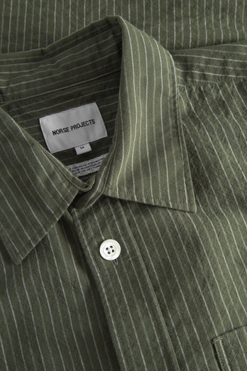 Chemise à manches courtes Mo Oversized rayée - Vert