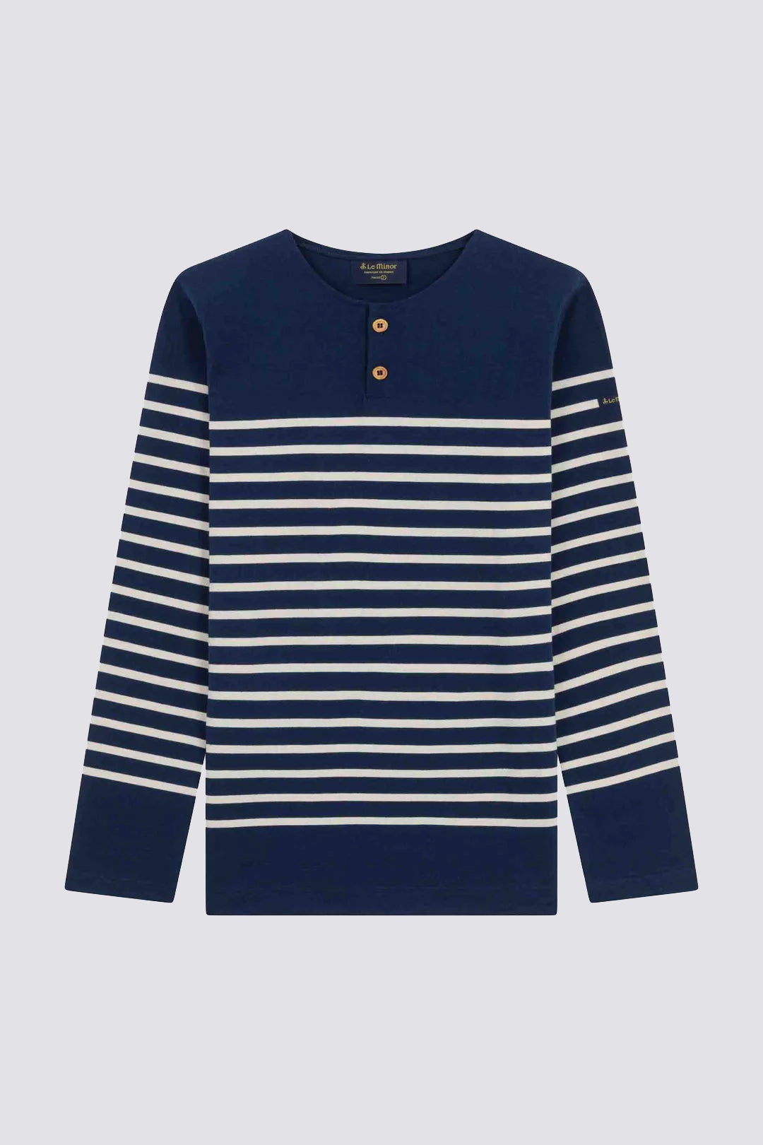 Marinière col boutonné - Marine et Ecru