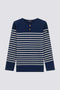 Marinière col boutonné - Marine et Ecru