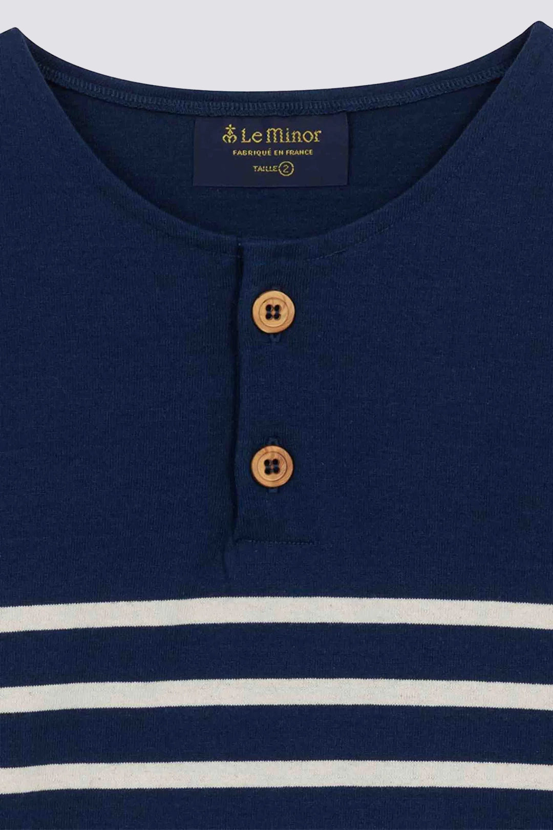 Marinière col boutonné - Marine et Ecru