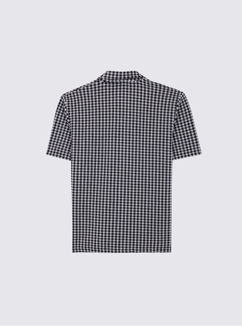 Chemise manches courtes à carreaux - Blanc et Marine