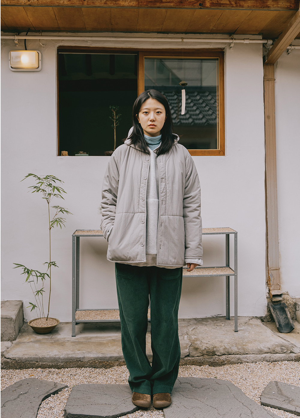 Veste polaire matelassée - Gris clair