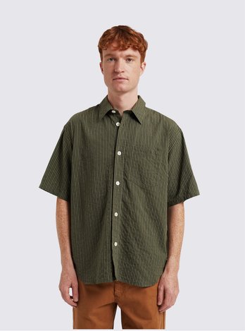 Chemise à manches courtes Mo Oversized rayée - Vert