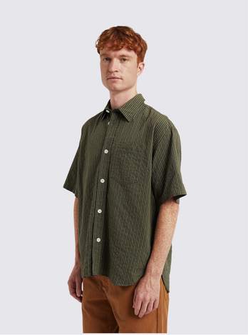 Chemise à manches courtes Mo Oversized rayée - Vert
