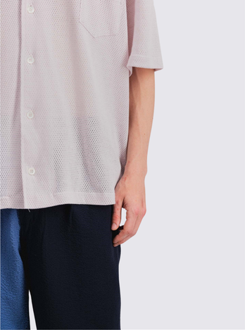 Chemise manches courtes "Bass Culture" en mesh - Blanc