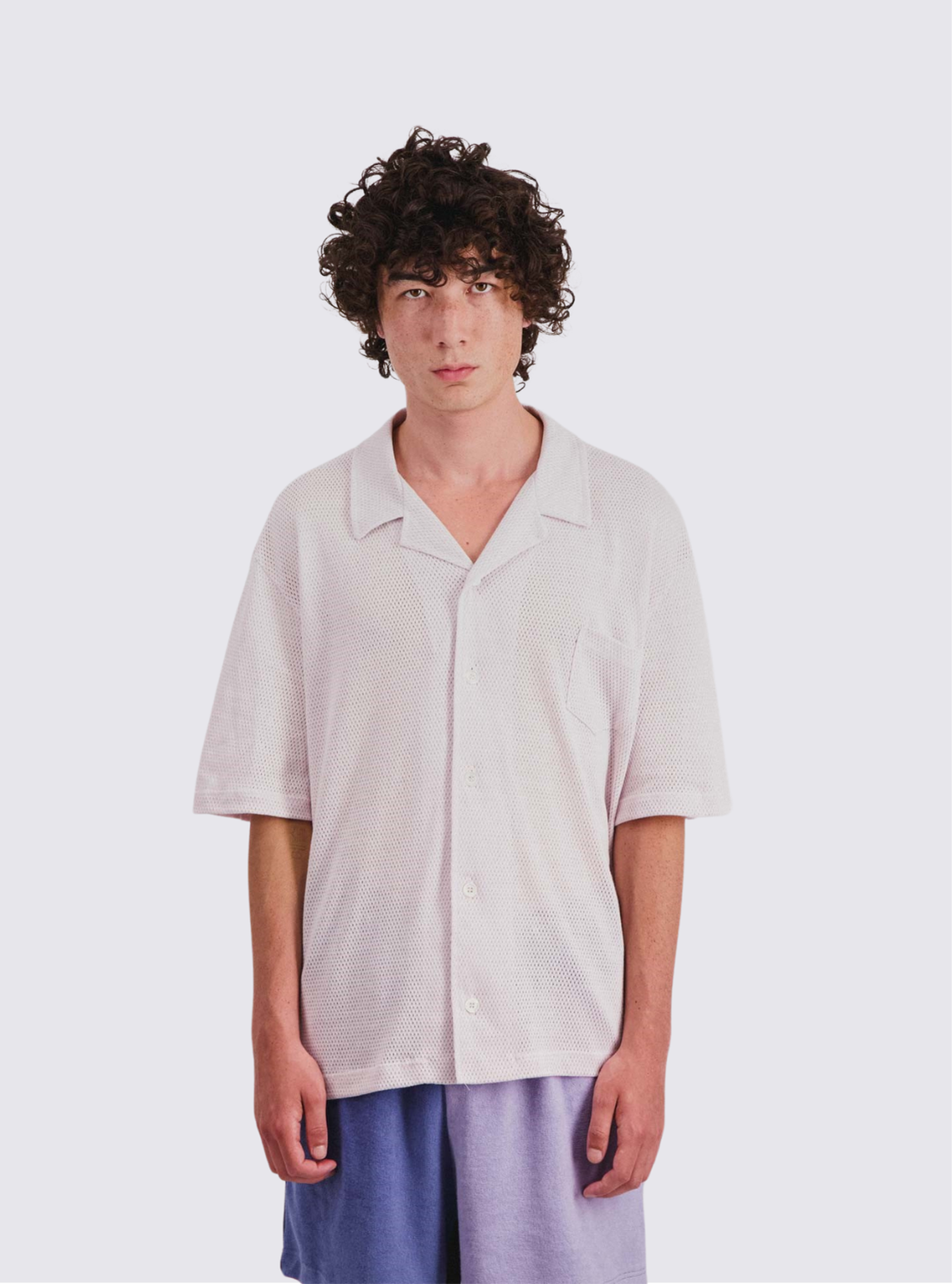 Chemise manches courtes "Bass Culture" en mesh - Blanc