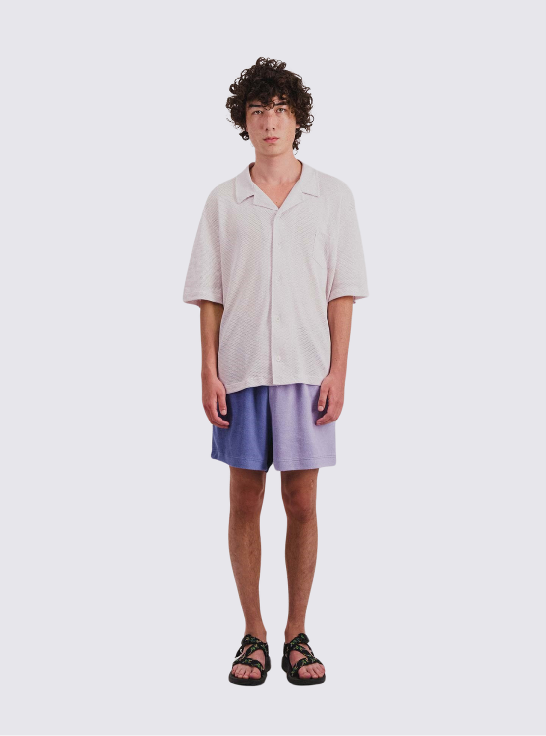 Chemise manches courtes "Bass Culture" en mesh - Blanc