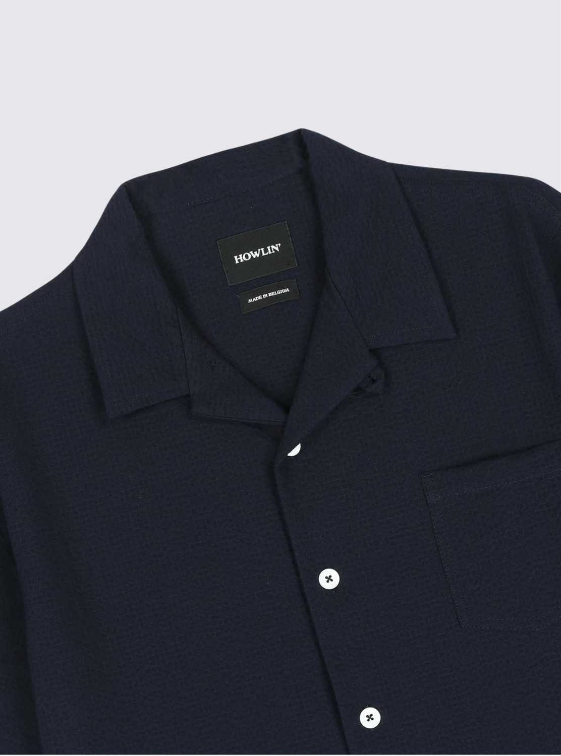 Chemise à manches courtes Cocktail en seesucker - Marine
