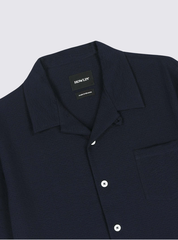 Chemise à manches courtes Cocktail en seesucker - Marine