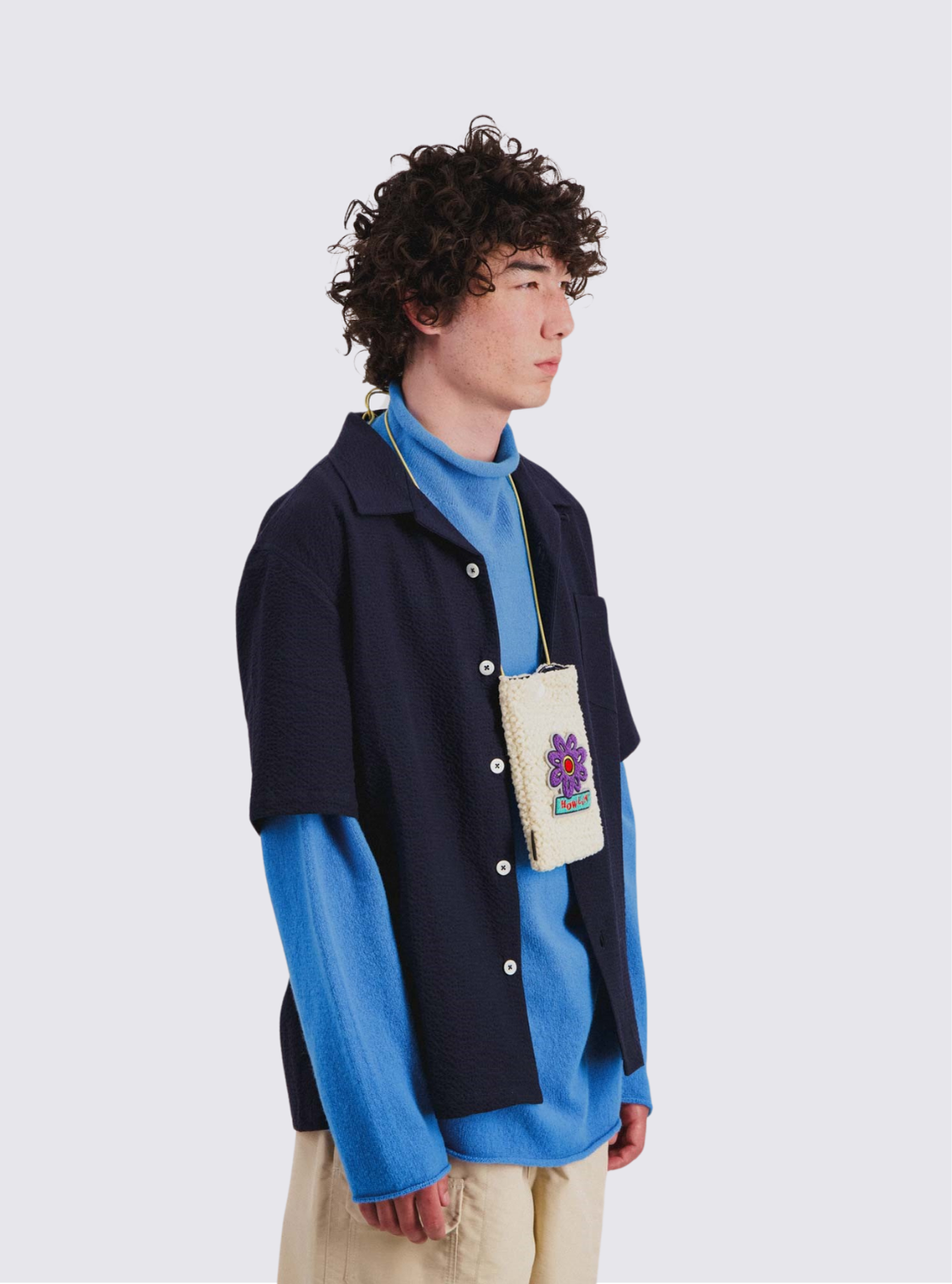 Chemise à manches courtes Cocktail en seesucker - Marine