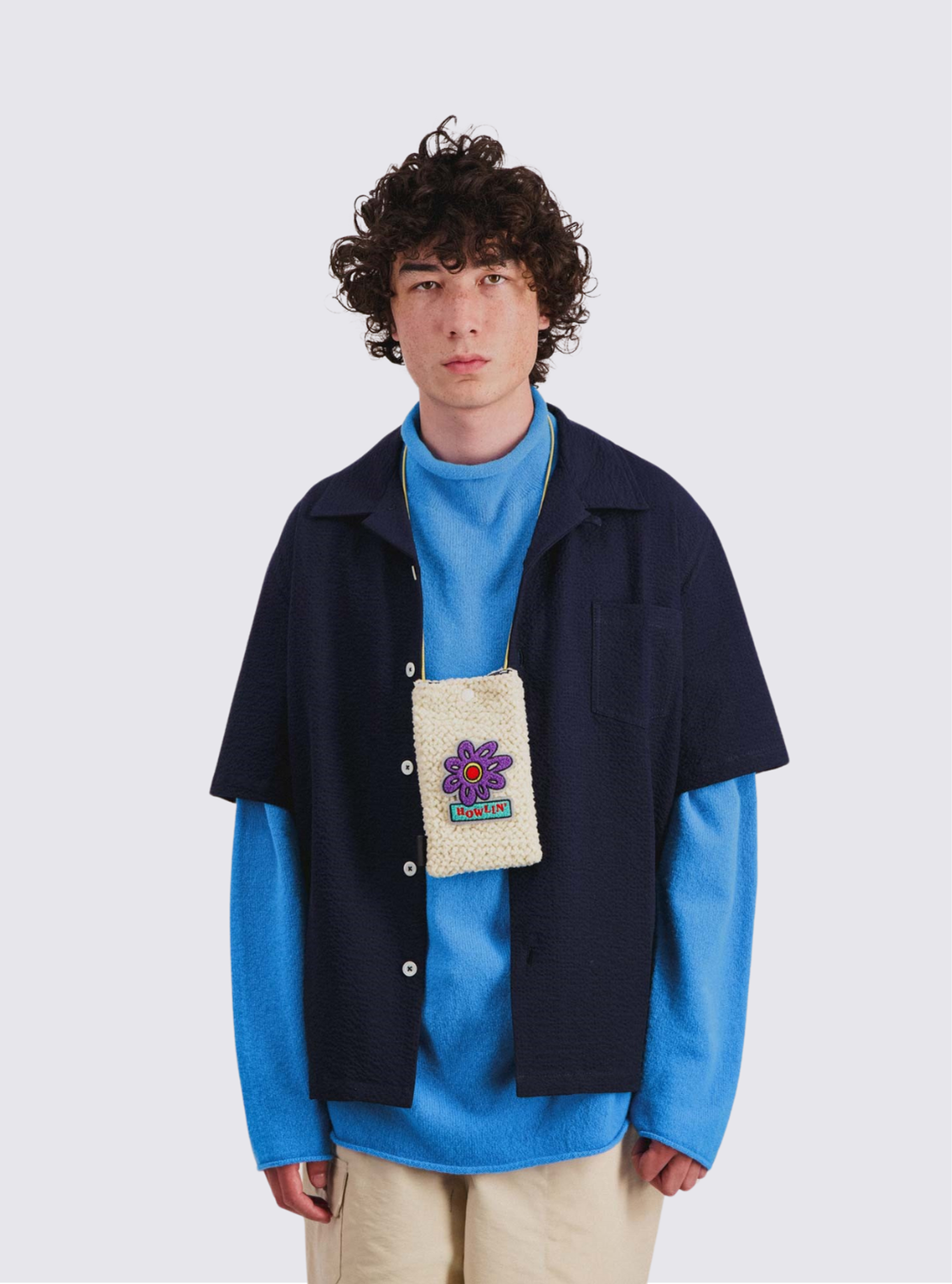 Chemise à manches courtes Cocktail en seesucker - Marine