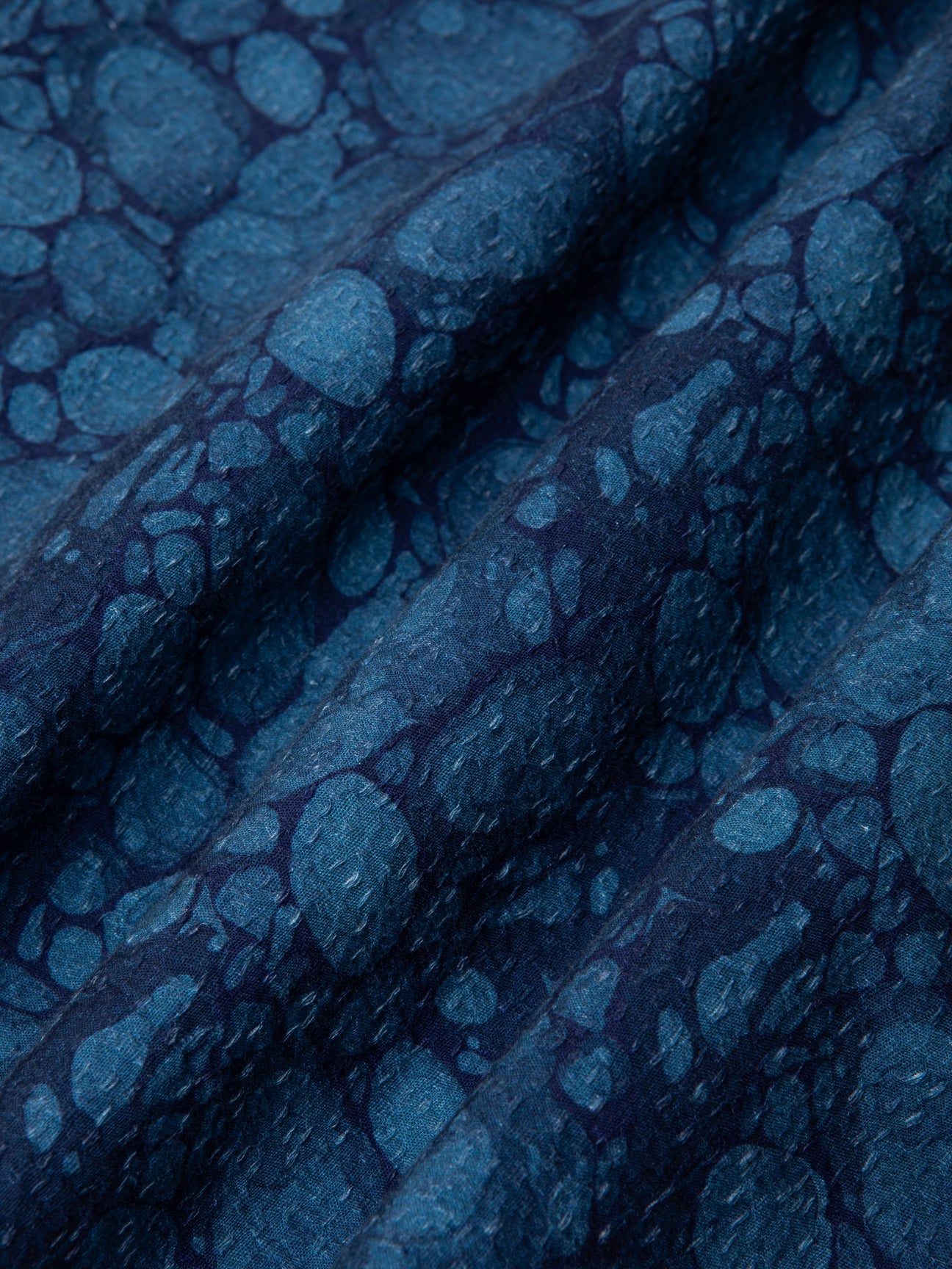 Chemise manches courtes Crammond en seersucker - Bleu marbré