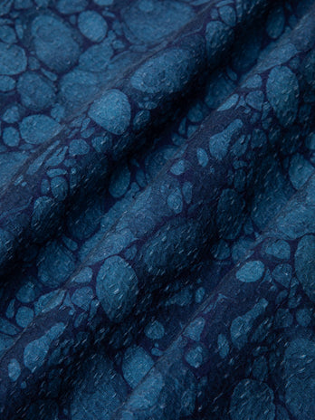 Chemise manches courtes Crammond en seersucker - Bleu marbré