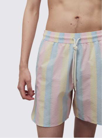 Short de bain en seersucker à rayures - Multicolor