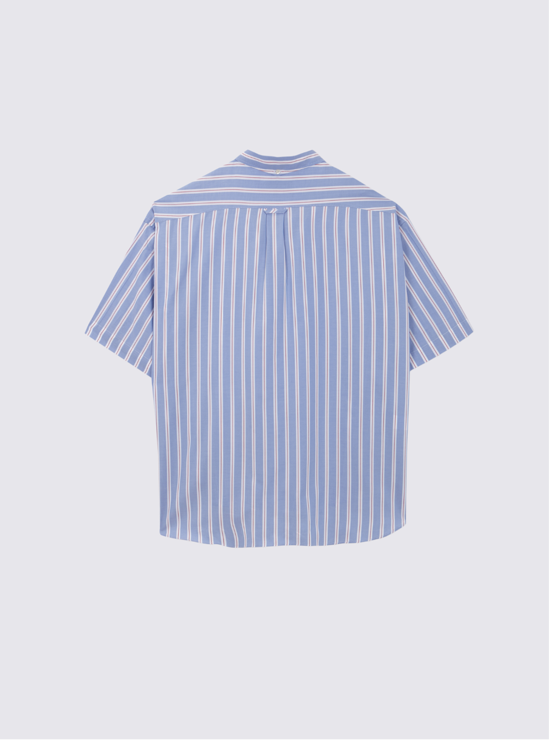 Chemise oxford rayée à manches courtes - Bleu ciel & Rouge