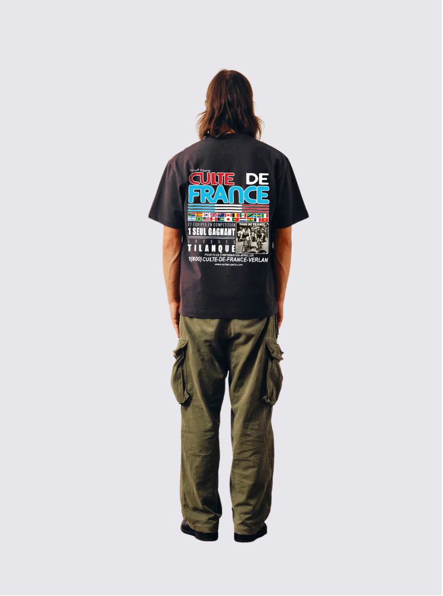 T-Shirt à manches courtes "Culte Français" - Noir délavé