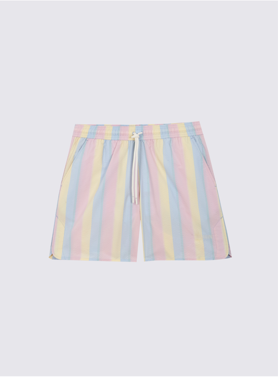 Short de bain en seersucker à rayures - Multicolor