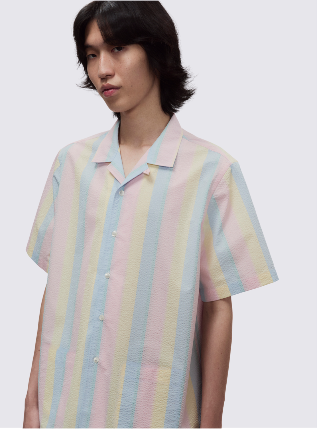 Chemise rayée à manches courtes en seersucker - Multicolor