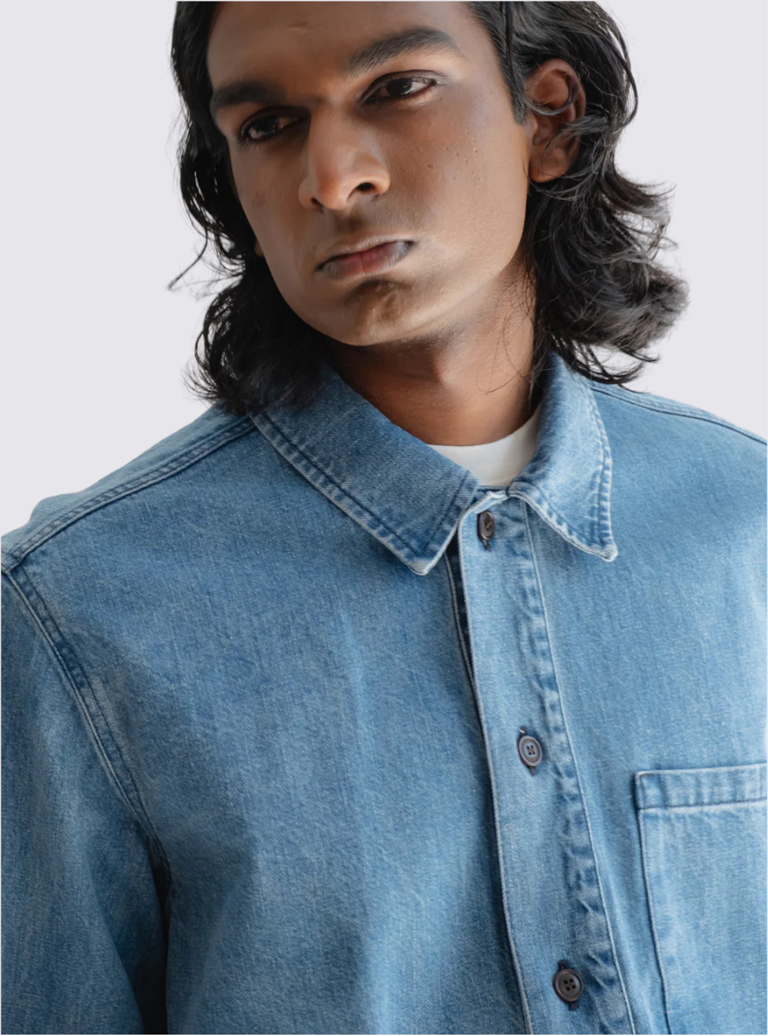 Veste de pêcheur Delhi en denim- Bleu delavé