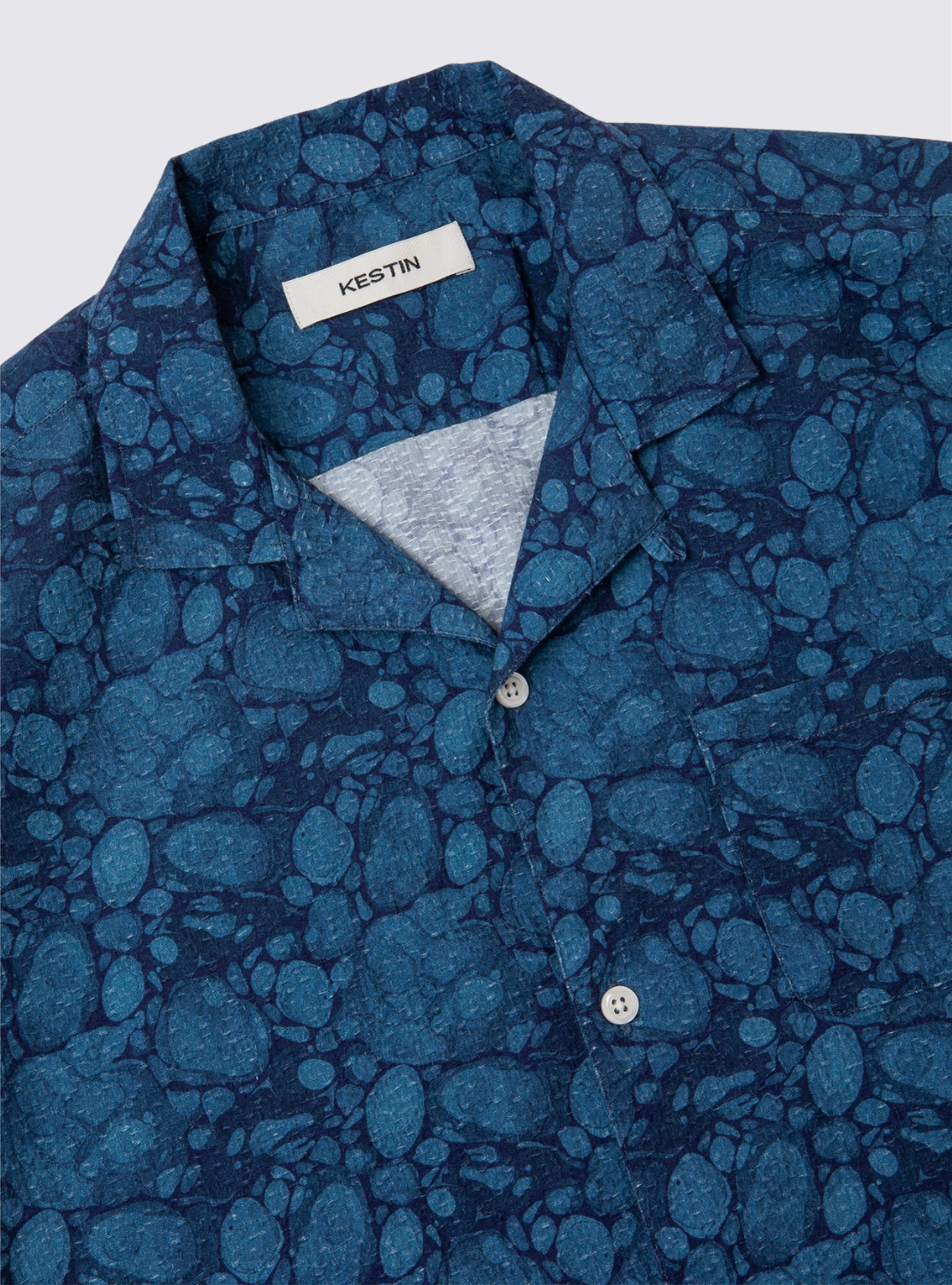 Chemise manches courtes Crammond en seersucker - Bleu marbré
