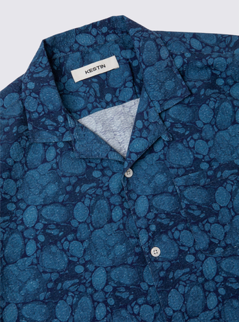 Chemise manches courtes Crammond en seersucker - Bleu marbré