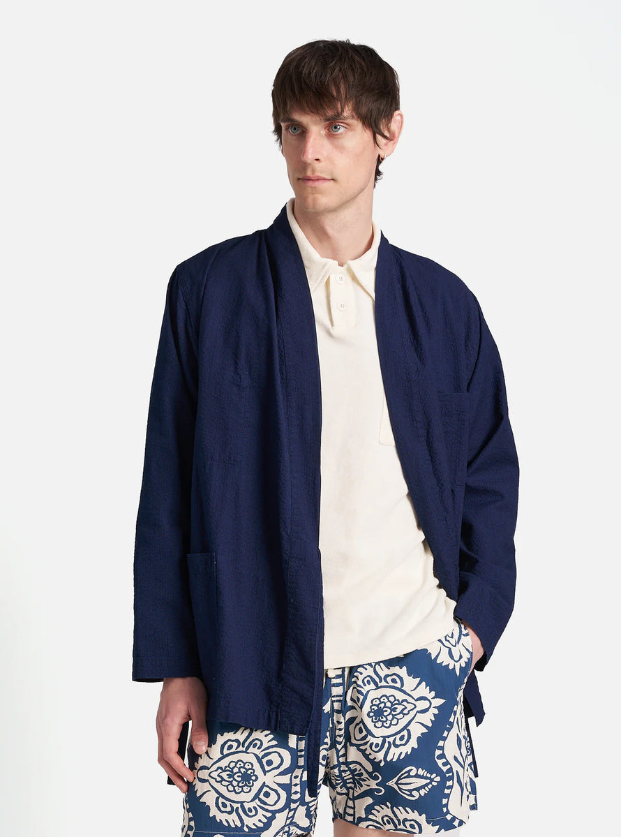 Veste Kyoto en seersucker - Indigo