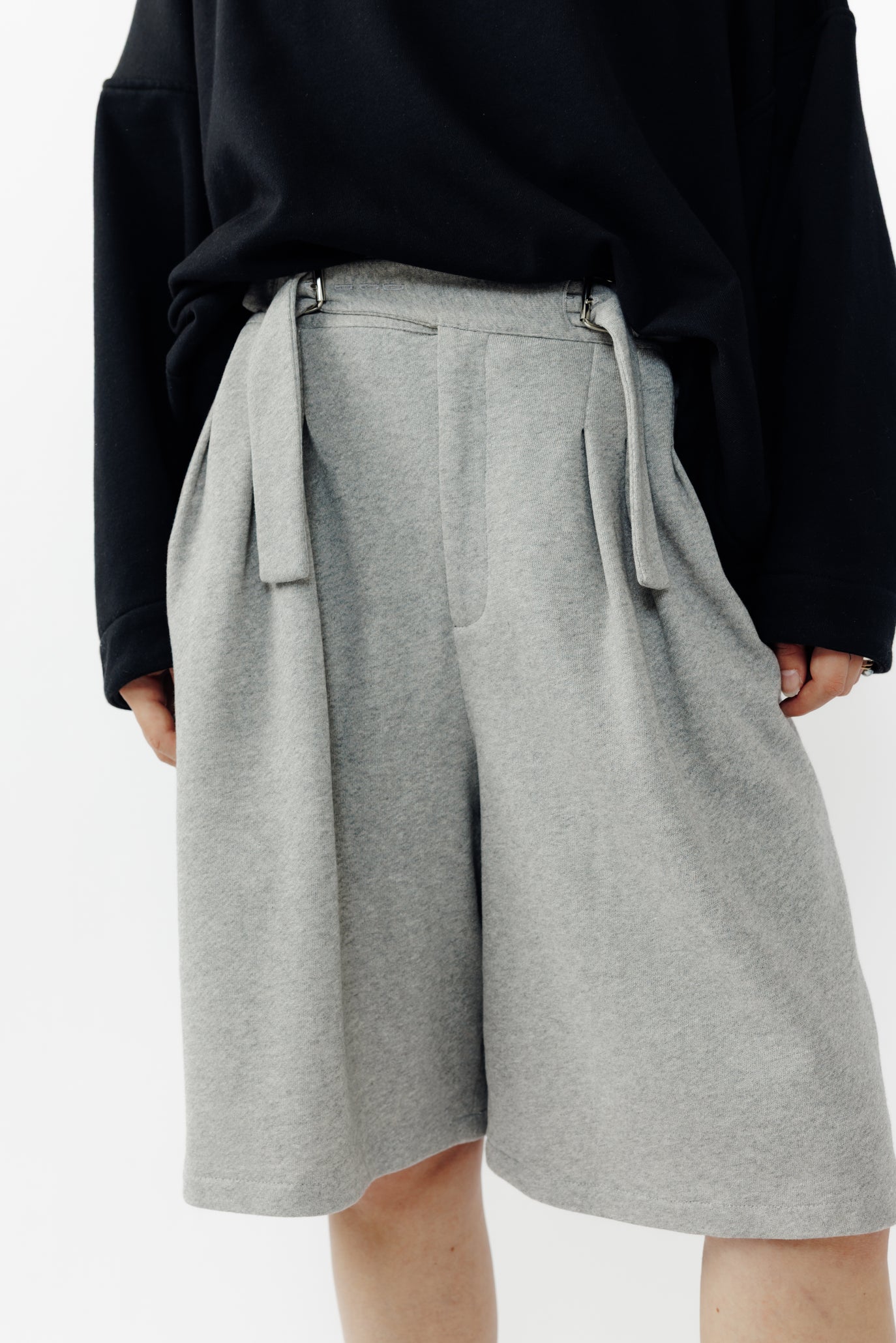 Short ballon en molleton - Gris