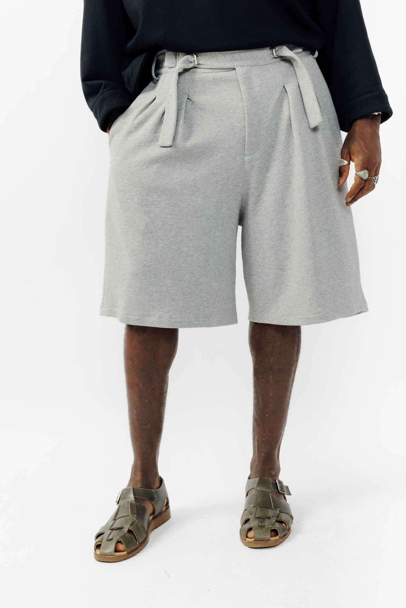 Short ballon en molleton - Gris