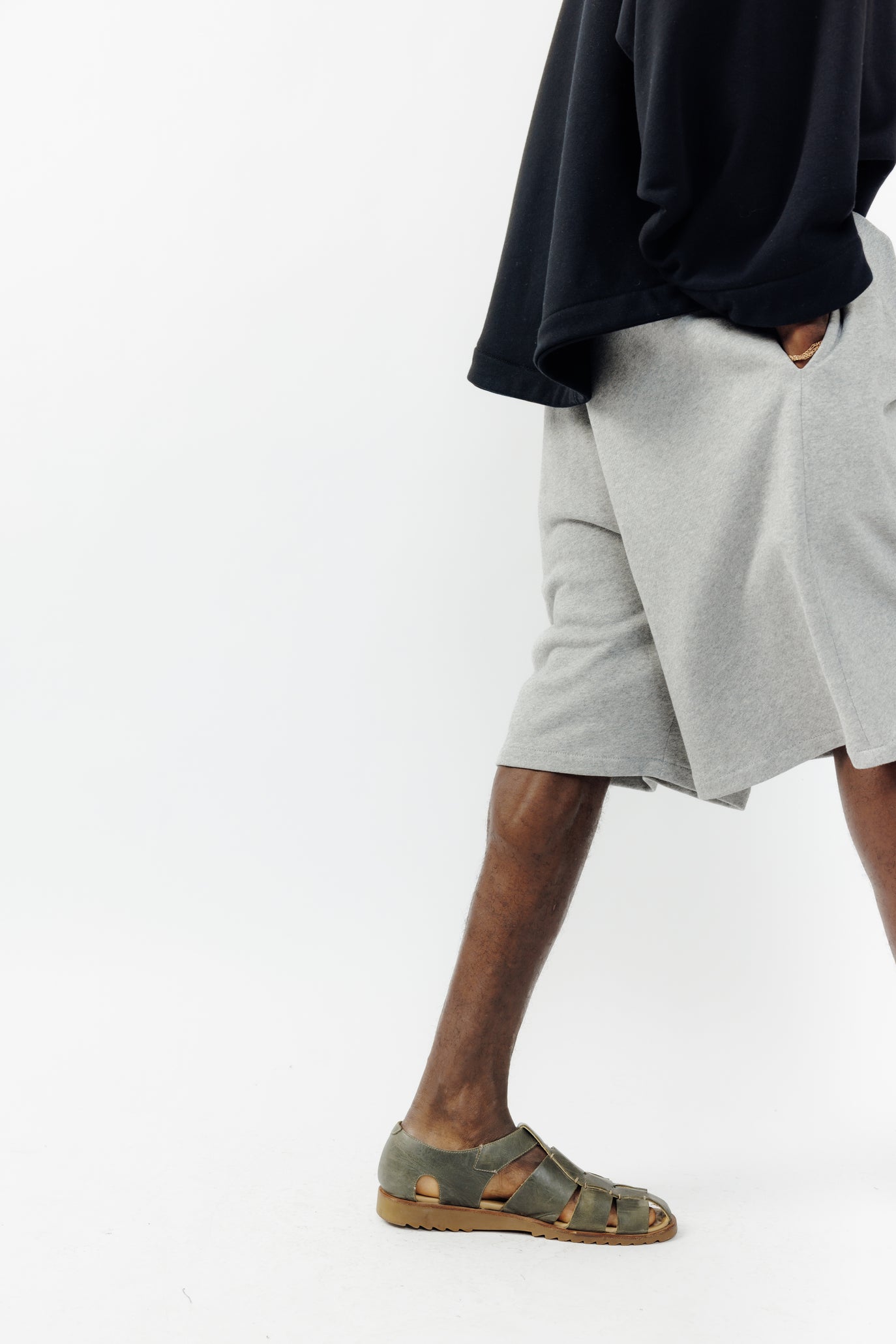 Short ballon en molleton - Gris