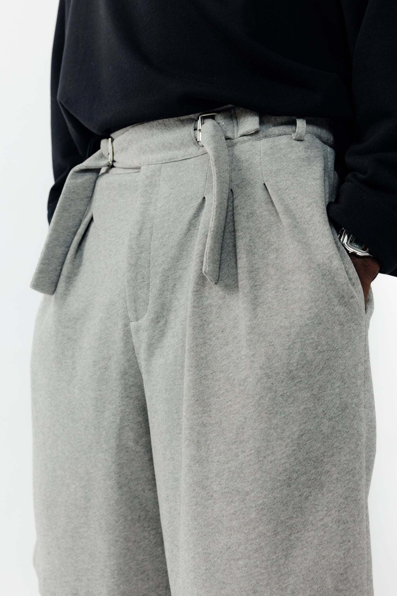 Short ballon en molleton - Gris