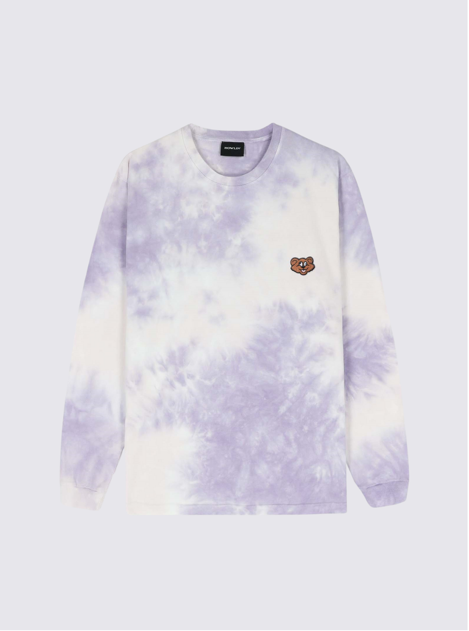 T-Shirt à manches longues Cosmic Shaggy Bear - Tie Dye Violet