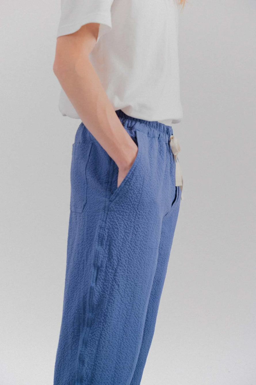 Pantalon Tropical en seesucker - Bleu clair